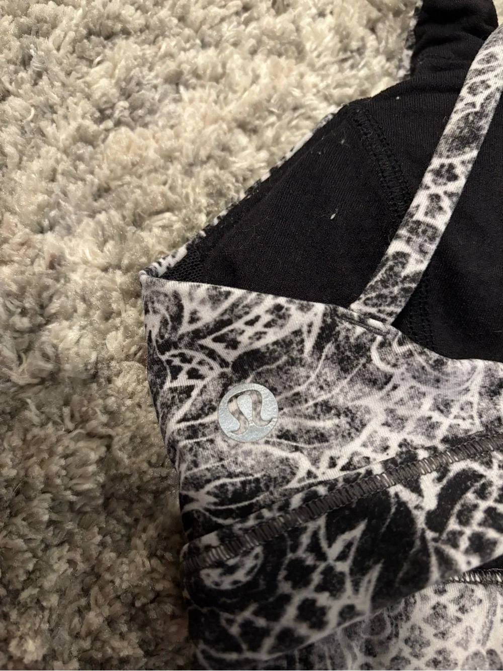 Lulu Lemon Black & White Printed Energy Sports Bra